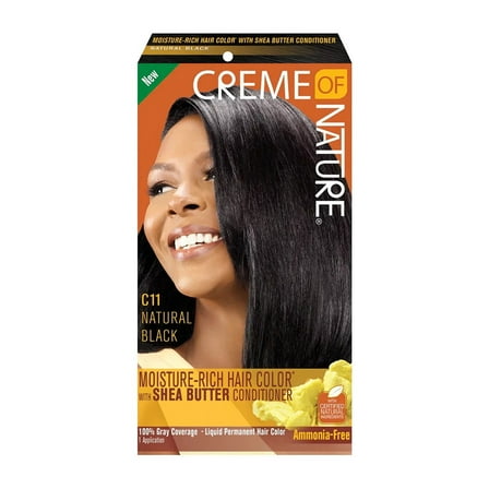 Creme of Nature Moisture Rich Hair Color with Shea Butter, C11 Natural Black, 1 Ea, 2 Pack