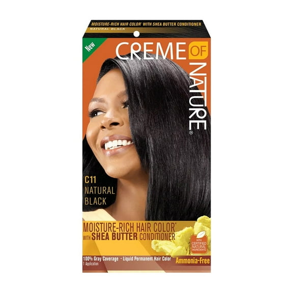 Creme of Nature Moisture Rich Hair Color with Shea Butter, C11 Natural Black, 1 Ea, 2 Pack