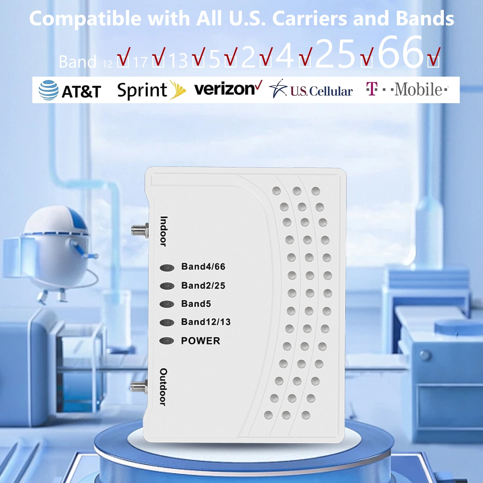 AmsignalBars Cell phone booster, Cell Phone Signal Booster with 2 Indoor Antennas for Band 66/2/4/5/12/17/13/25,Up to 6000 Sq.Ft,Boost 4G 5G LTE Data, FCC Approved