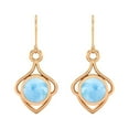 thumbnail image 1 of 6mm Rond Larimar 925 Argent Sterling Vermeil Fil Délicate Femmes Boucles d'Oreilles de Fiançailles, 1 of 4