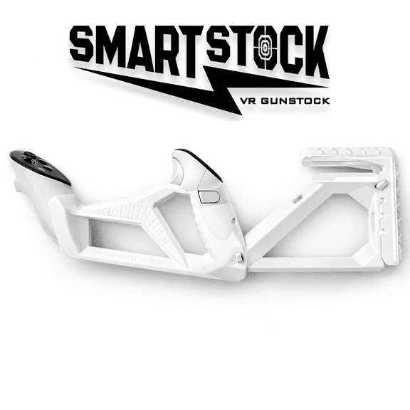 SMARTstock VR Gunstock for Quest 1/2/3/3S/Pro/Rift S - Adjustable Lightweight Compact Design Compatible with Controller Grips & Quick Reloading Features - VR Game