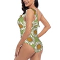 thumbnail image 4 of Zufioo Daisies Flowers Print One-shoulder Ruffled One-piece Swimsuit, High Elastic Integrated Removable Chest Pad Swimsuit Suitable for Beach, Pool and Vacation-Large, 4 of 6