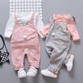 thumbnail image 3 of Toddler Baby Girl Outfits Long Sleeve Cotton Shirt with Cute Adjustable Strap Trousers Overalls Set, 3 of 3
