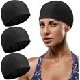 thumbnail image 1 of 3pcs Stretch Swim Cap Comfort Fabric Swim Cap Unisex Swim Cap Non-slip Pool Cap Men Women Kids, 1 of 4