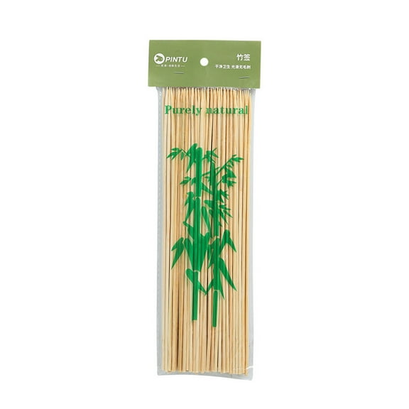 BinKFF 12" Natural Bamboo Wood Barbecue Skewers for Kabob, Appetizer, Fruit, Sausage, Chocolate Fountain, Wooden BBQ Kebob Skewer Stick, Organic Food Sticks for Grilling, Kitchen