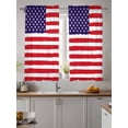 thumbnail image 2 of American Flag Curtains 45 Inch Length, Sheer Curtains for Bedroom Living Room Window Retro Rustic Stars And Stripes US Flag Rod Pocket Voile Drapes Kitchen Curtains Small Half Window 42"x45" 2 Panels, 2 of 6
