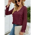 thumbnail image 4 of Charmo Women’s Lace Long Sleeve Blouses Tops Dressy T Shirts Loose Casual Shirts, 4 of 8