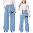 thumbnail image 4 of ChaoLingNeng Girls Baggy Sweatpants with Bows Cute Wide Straight Leg Sweat Pants Y2k Athletic Joggers with Pockets Preppy Clothes, 4 of 4