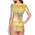 thumbnail image 4 of Daiia Bunch of Grapes print Women's Crew Neck Short Sleeve Bodysuit Fashion Tops Fit Casual Basic Extender Bodysuit-X-Large, 4 of 9