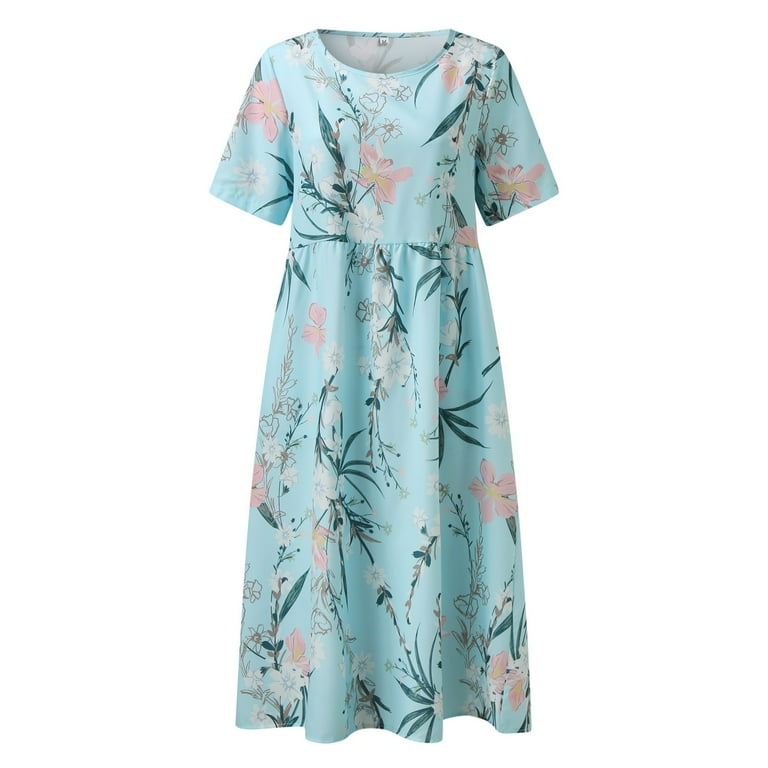 Chiffon Short Sleeve Print Round Neck Short Bohemian Dresses Chiffon Short Sleeve Print Round Neck Short Bohemian Dresses