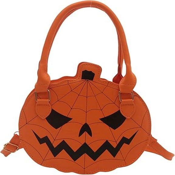 Halloween Pumpkin Crossbody Handbag for Women, Novelty Spooky Face PU Leather Purse, Funny Top Handle Shoulder Bag for Halloween Party Cosplay