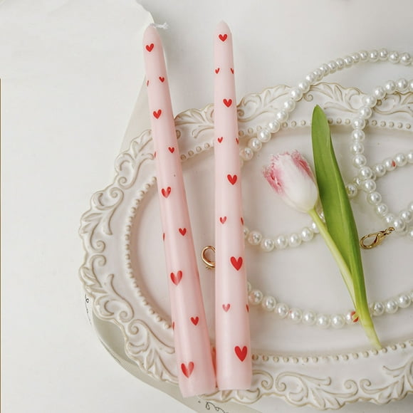 Yhmxh Valentine's Decoration Anniversary Present French Long Rod Printing Candle Romantic Wedding Valentine's Day Long Rod Party Birthday Candle Valentine's Day Gift for Woman