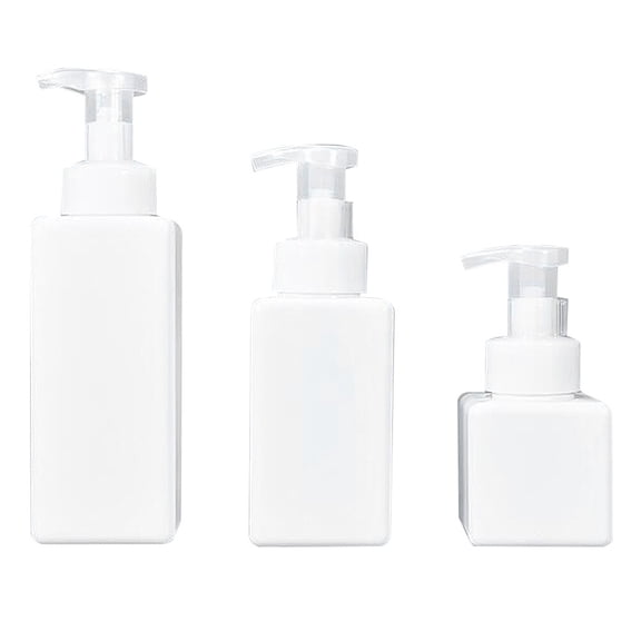 Raindrops 4pcs 650ml Large Capacity Tetragonal Lotion Bottle Emulsion Bottle Wash Shampoo Shower Gel Pump Bottle Portable Travel Bottle for Home Hotel Use (White)