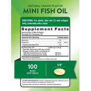 Mini Fish Oil Omega 3 | 1340 mg | 100 Softgels | Burpless Lemon Flavor Pills | Non-GMO. Gluten Free Supplement | by Natures Truth