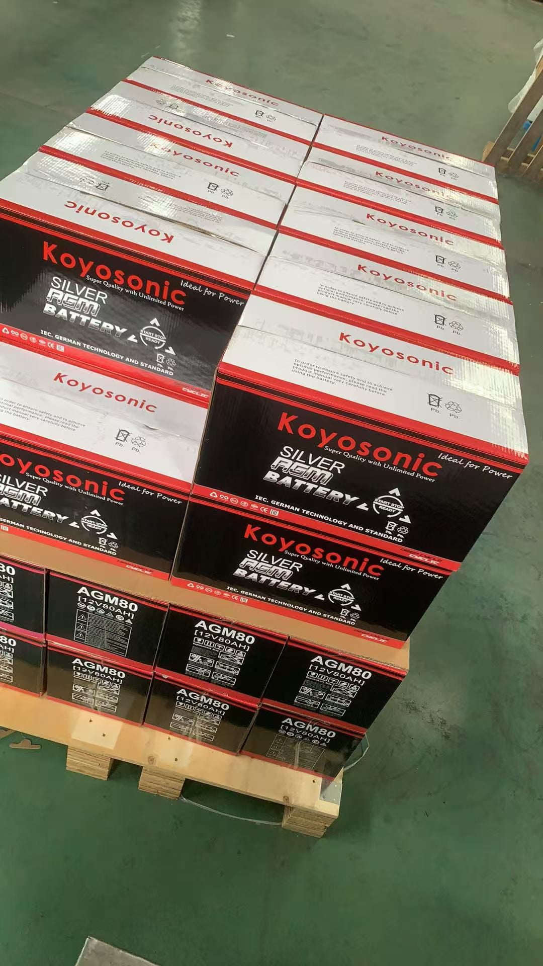 ATE CHG KOYOSONIC AGM-105AH 12V Car Battery – High Performance Automotive Battery with Calcium Lead Grid, Silver Calcium Alloy Plates, Leak-Resistant Design, with 3-Year Free Replacement
