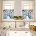 thumbnail image 4 of Blue Snowman Kitchen Curtains and Valances Set, Winter Christmas Tree Birds Snowflake Stocks Rod Pocket Window Valance Window Curtain Panels for Living Room Bedroom Laundry, 27.5x24in, 3 Pieces, 4 of 7