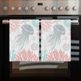 thumbnail image 2 of Jellyfish Coastal Kitchen Towels Set of 3, Water Absorbent Dish Towel, Teal Red Coral Starfish Decorative Hand Towels - Quick Drying Cloth for Cooking Baking, 18x28 Inch, 2 of 8
