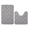 thumbnail image 3 of 2 Piece Geometric Design Solid Color Memory Foam Rug Set Non-Slip PVC Backing, 3 of 7