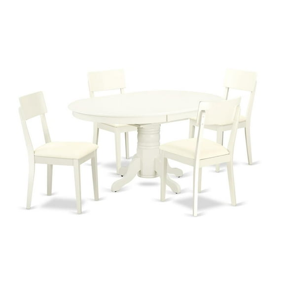 East West Furniture Dining Room Set Linen White, AVAD5-LWH-LC