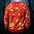 thumbnail image 4 of Halloween Themed Sweatshirt Men Funny Pumpkin Ghost Print Casual Vintage Long Sleeve Crew Neck T-Shirts Fall Winter Trendy Breathable Comfort Top Red M, 4 of 4
