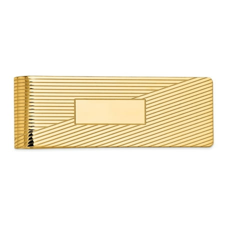 Yellow Gold Carved Money Clip - 14K Yellow Gold Polished Engravable Money Clip