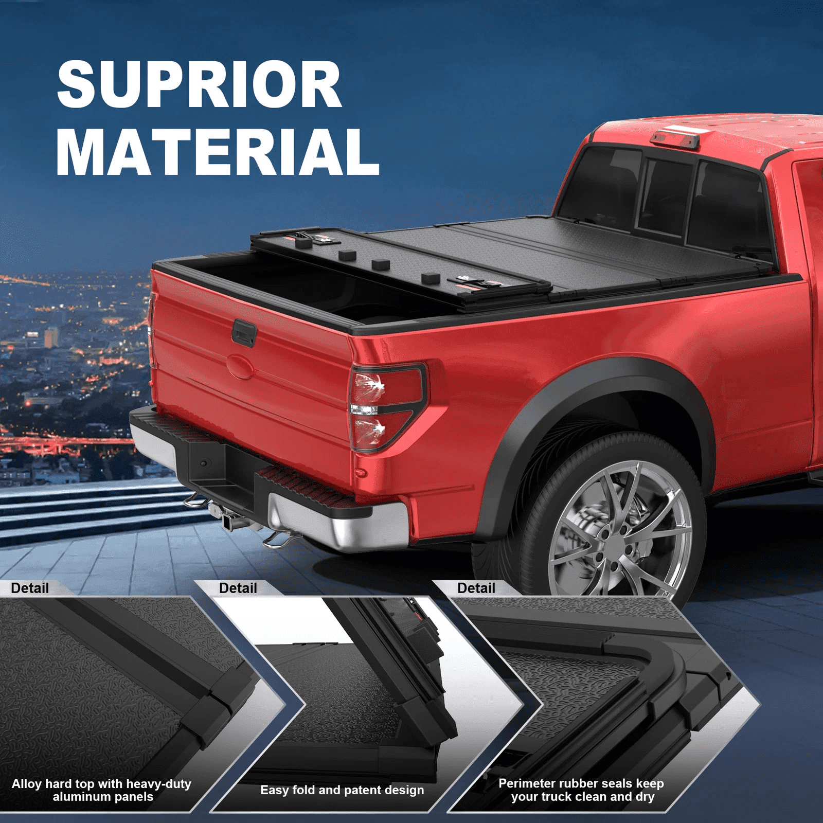 MOSTPLUS 4-Fold 5.5FT Hard Truck Bed Tonneau Cover for 2016-2026 Ford F150 F-150 On Top