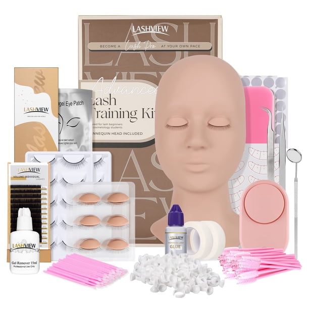 Kit de práctica para extensiones de pestañas LASHVIEW 338 piezas con maniquí
