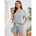 thumbnail image 5 of SHOWMALL Women's Plus Size Summer Clothes 2 Piece Shorts Set Casual Daily Wear Lounge Outfit Twinkling Star Gray 2X, 5 of 7