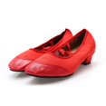 thumbnail image 5 of Zapatos de baile para profesores, zapatillas de Ballet de cuero y lona, zapatos de baile de tacón bajo cuadrado, negro/rojo, zapatos de práctica de enseñanza para niñas y mujeres, 5 of 5