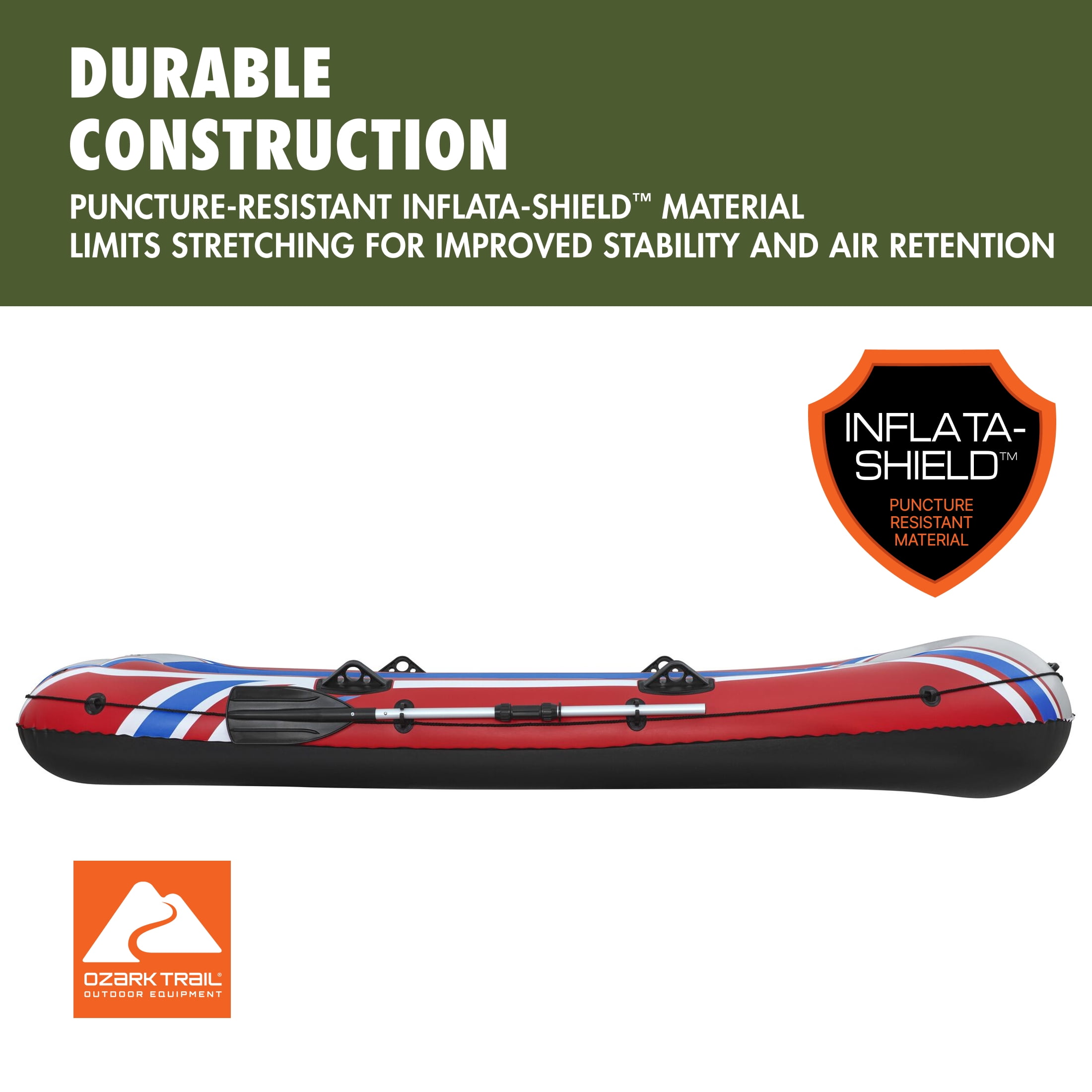 Ozark Trail 4-Person Inflatable Recreational Raft Set 9'10" x 50"