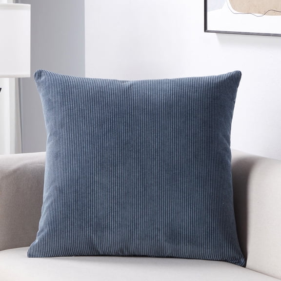Videri Home 20"x20" Navy Blue Pinwale Corduroy Decorative Throw Pillow Covers, Retro for Den(2 Pack)