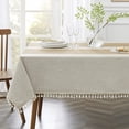 thumbnail image 2 of QIANQUHUI Embroidered Tablecloth for Dining Table,Dust Proof Spillproof Soil Resistant Cotton Linen Rectangle Table Cloths (Coffee, Rectangle/Oblong, 55'x120'', 10-12 Seats), 2 of 5