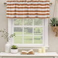 thumbnail image 3 of 2 Panels Burnt Orange Grey Stripe Valance for Windows, Farmhouse Modern Art Striped Light Filtering Kitchen Curtains, Rod Pocket Window Treatment Curtain Valances for Living Room Bedroom, 54"x18", 3 of 9