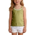 thumbnail image 3 of WAVSUF Girls Cami Tank Tops Crew Neck Sleeveless Ruffle Hem Kids Summer Casual Daily Underwear Green Size 5t, 3 of 9