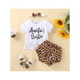 thumbnail image 2 of Bagilaanoe 3pcs Newborn Baby Girl Outfits 6M 12M 18M 24M Infant Short Sleeve Tassel Hem Letter T-Shirt Tops Shorts Headband Summer Casual Set, 2 of 9