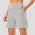 thumbnail image 6 of Landzoo Shorts For Women Solid Color Elastic Waist With Pockets Summer Comfortable Women Shorts Size M Khaki, 6 of 7
