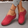 thumbnail image 3 of HomeDM Womens Wedge Sandals Closed Round Toe Comfort Arch Support Slip-On Walking Shoes for Summer Beach, Red Size 9, 3 of 9