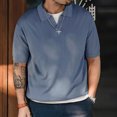 thumbnail image 2 of ZRBYWB Mens Shirts Mens Summer Cotton Fashion Poster Holiday Beach Lapel Solid Short Sleeve Shirt Mens Polo Shirts, 2 of 8