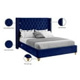 thumbnail image 4 of Maklaine Velvet Navy Queen Bed Wing Design 72" W x 86" D x 56" H Unassembled, 4 of 5