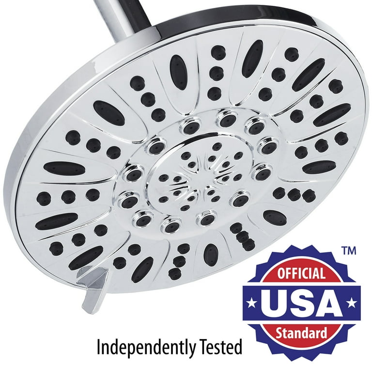 AquaDance Premium-Plus High Pressure 6-setting 7 Rainfall Shower Head,  Chrome