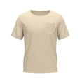 thumbnail image 4 of BRGZLK Men's Linen T-Shirts Solid Color Crewneck Short Sleeve Lightweight Loose Basic Tees Casual Plain Tops with Pocket for Summer Khaki 3XL, 4 of 6