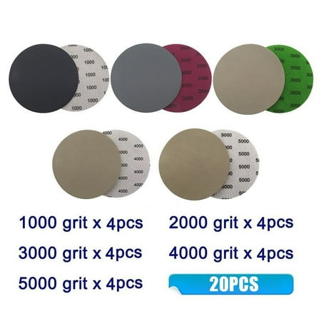 

20 Pcs 5 inch Hook and Loop Sandpaper 1000 2000 3000 4000 5000 Grit Sanding Discs