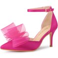thumbnail image 1 of Zapatos de tacón alto de aguja Allegra K correa en el tobillo pajarita Rosa caliente 38, 1 of 6
