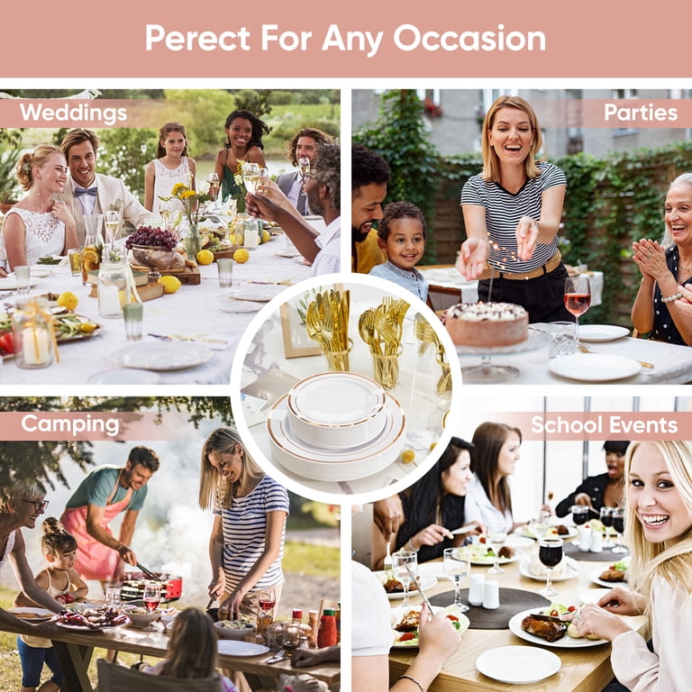 Hawsaiy Rose Gold Dinnerware Set for 50 Guests, 350-Piece photo 8