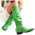 thumbnail image 2 of Bottes de Mode pour Femmes 2021 Hauteur Genou Talons Épais Chaussures en Cuir, 2 of 4
