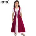 thumbnail image 2 of Niños Niñas renacimiento medieval victoriano disfraz de princesa real con cordones cintura alta volantes Vintage Retro vestido Maxi vestido, 2 of 5