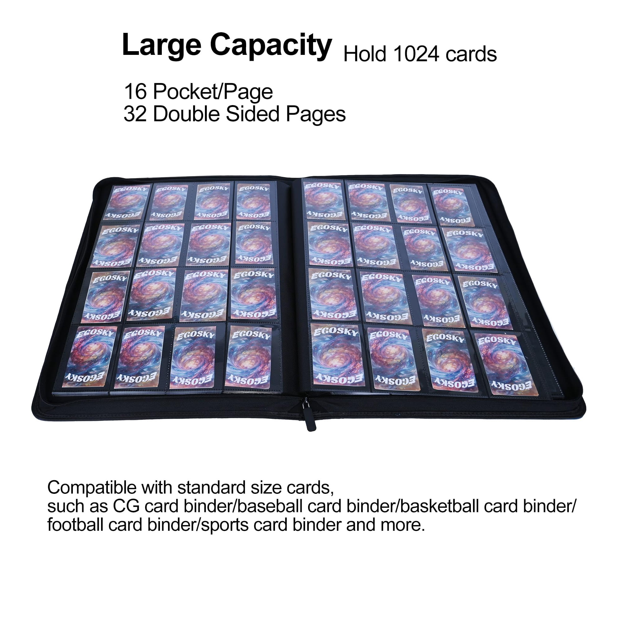 16 Pocket Card Binder, 1000 Premium Zip Trading Card Binder, Double Sided Pocket Card Binder Album, Ringless Card Folder For MTG, TCG, Sports Card (Teal, 16Pockets