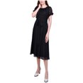 thumbnail image 1 of NY Collection Womens Swiss Dot Pin Tuck Midi Dress, Black, Petite, P/PS, 1 of 1