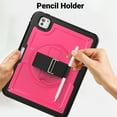 thumbnail image 6 of Allytechgroup iPad Pro 13 inch 2024 Case M4, Rotating Kickstand Shockproof Hand Strap + Shoulder Strap Drop Protection Rugged Case for Apple iPad Pro 13 Inch 2024, Rose, 6 of 12