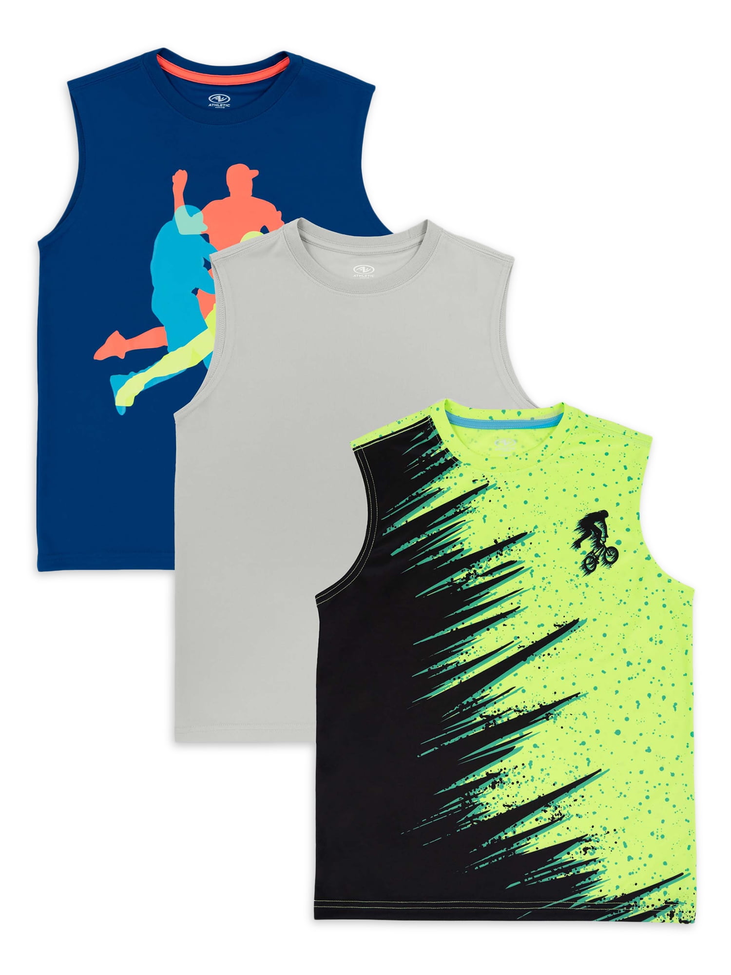14/16 Starter Boys 2/Set Gray & Lime Graphic Sleeveless Muscle Tee Size XL 